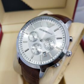 White Brown Leather Strap